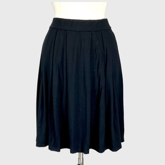 Eileen Fisher Black Pleated Pull On Skirt Stretch Jersey Knit size Small - Picture 3 of 12